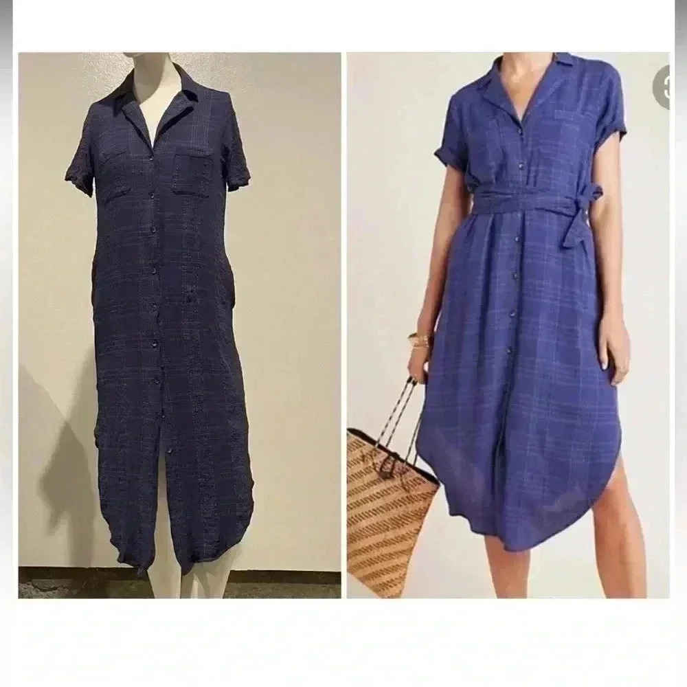 Maeve Textured Aria Shirtdress Size XS Blue